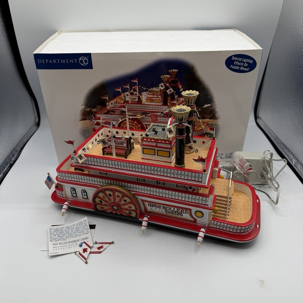 Vintage‎ Department 56 High Rollers Riverboat Casino Snow Village Lights Up 2003